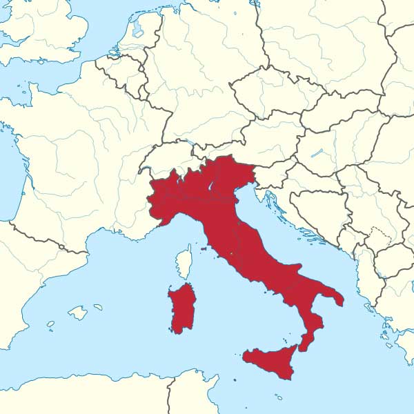 Map of Italy in picture quiz